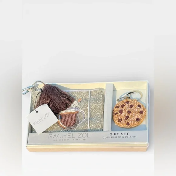 Rachel Zoe 2pc Beaded Coin Purse & Charm Set - Picture 1 of 4